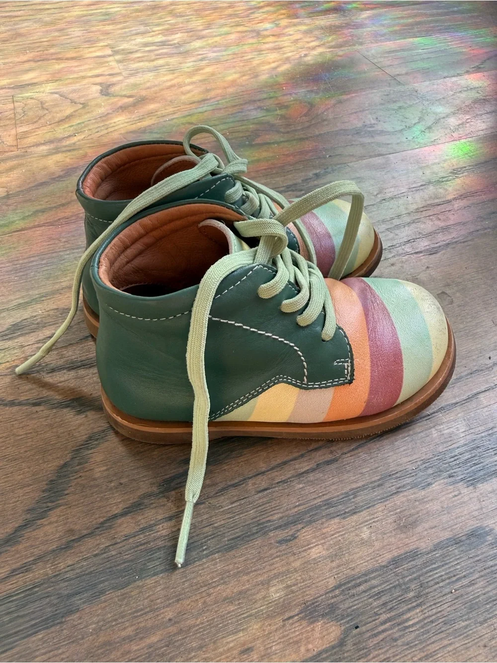 V&V toddler green leather boots